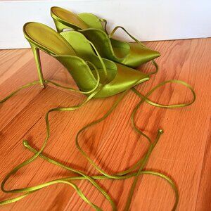 LE SILLA Ivy 120mm Slingback Satin Pumps In Green (Like New!) Size 40.5